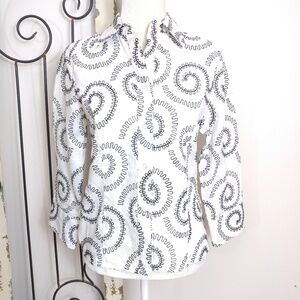 Tweeds linen white embroidered blouse small